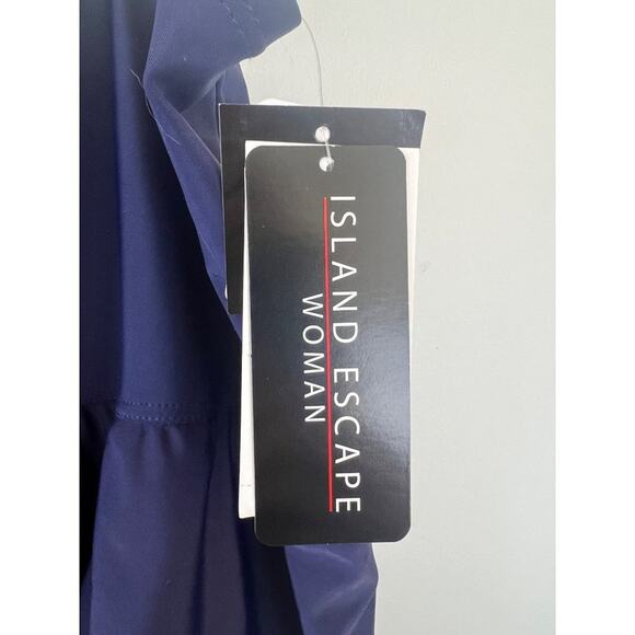 Island Escape Woman Navy Blue Plus Size Tummy Control Swim Skirt 24W - Picture 7 of 9